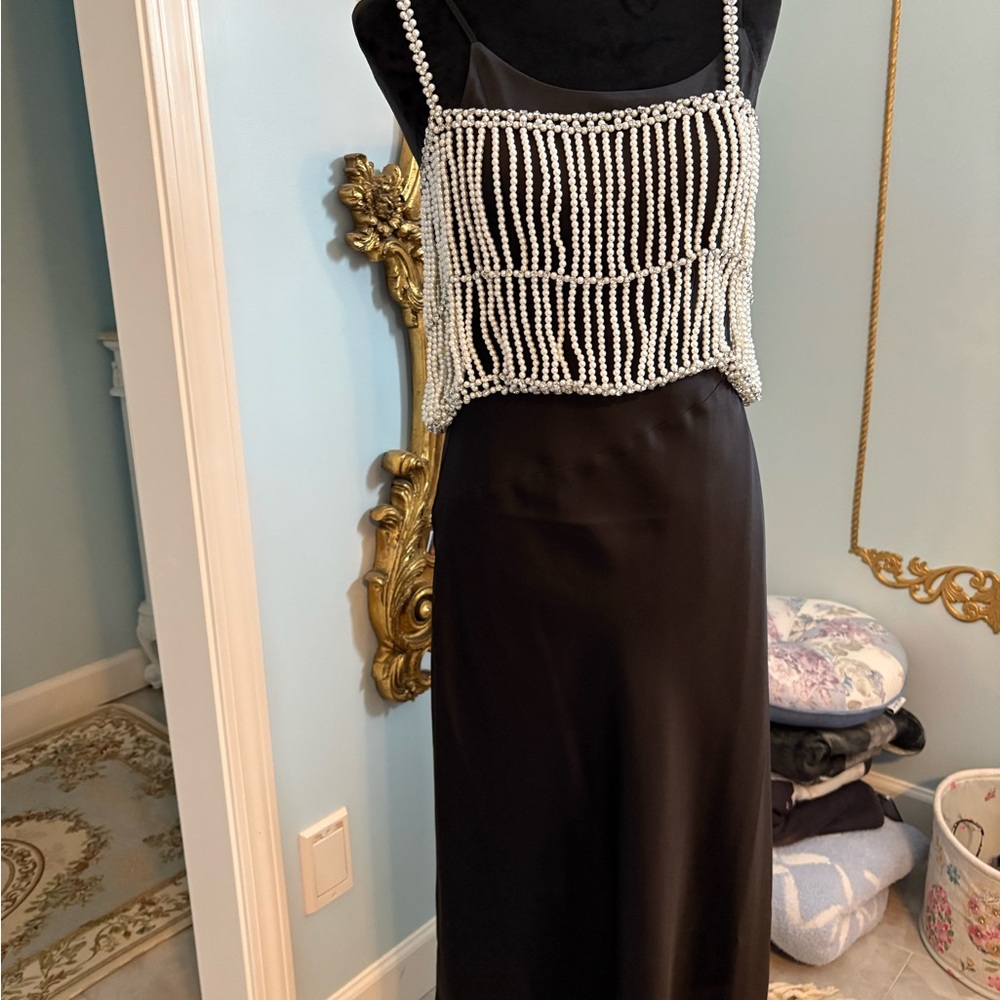 Elegant Black Skirt with Beaded Top